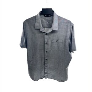 Travis Mathew Shirt Mens XL Gray‎ Button Up Short Sleeve Pocket Casual Golf
